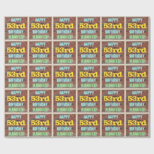 Brick Wall Graffiti geïnspireerd op 53e verjaardag Cadeaupapier (Vlak)