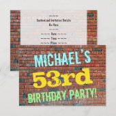 Brick Wall Graffiti geïnspireerd op 53e verjaardag Kaart (Voorkant / Achterkant)