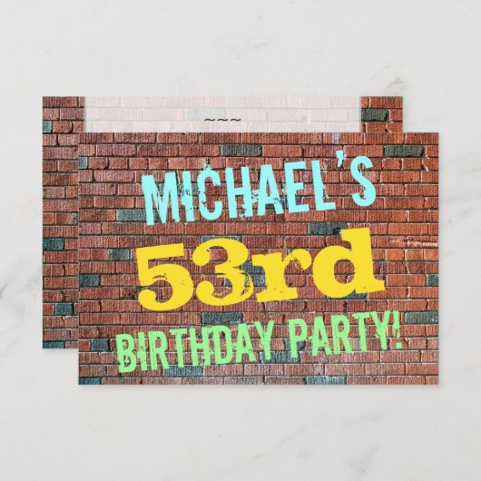 Brick Wall Graffiti geïnspireerd op 53e verjaardag Kaart (Voorkant / Achterkant)