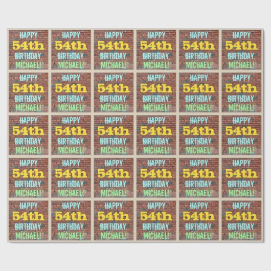 Brick Wall Graffiti geïnspireerd op 54e verjaardag Cadeaupapier (Vlak)