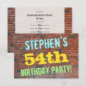 Brick Wall Graffiti geïnspireerd op 54e verjaardag Kaart (Voorkant / Achterkant)
