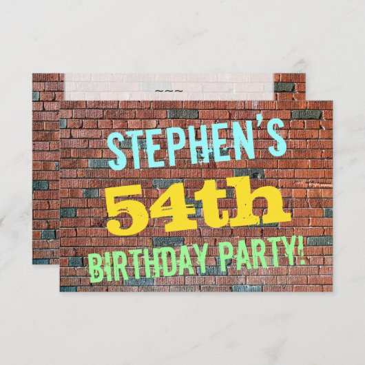 Brick Wall Graffiti geïnspireerd op 54e verjaardag Kaart (Voorkant / Achterkant)