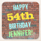 Brick Wall Graffiti geïnspireerd op 54e verjaardag Kartonnen Onderzetters (Voorkant)