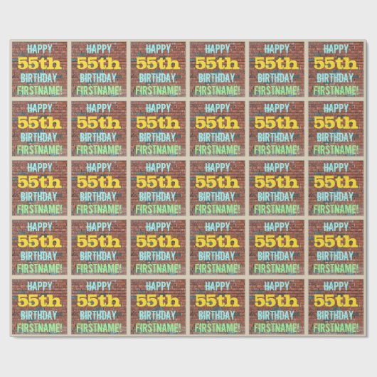 Brick Wall Graffiti geïnspireerd op 55e verjaardag Cadeaupapier (Vlak)