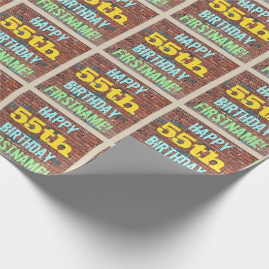 Brick Wall Graffiti geïnspireerd op 55e verjaardag Cadeaupapier (Hoek)