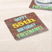 Brick Wall Graffiti geïnspireerd op 55e verjaardag Kartonnen Onderzetters (Schuin)