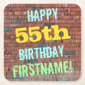 Brick Wall Graffiti geïnspireerd op 55e verjaardag Kartonnen Onderzetters (Voorkant)