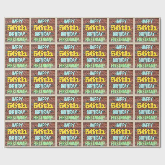 Brick Wall Graffiti geïnspireerd op 56e verjaardag Cadeaupapier (Vlak)