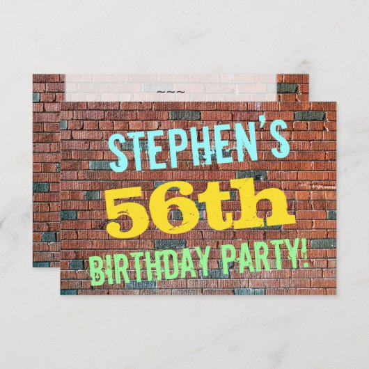 Brick Wall Graffiti geïnspireerd op 56e verjaardag Kaart (Voorkant / Achterkant)