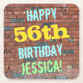 Brick Wall Graffiti geïnspireerd op 56e verjaardag Kartonnen Onderzetters (Voorkant)