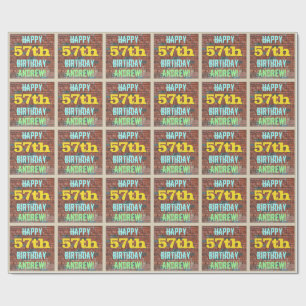 Brick Wall Graffiti geïnspireerd op 57e verjaardag Cadeaupapier