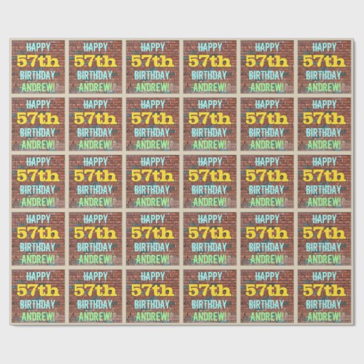 Brick Wall Graffiti geïnspireerd op 57e verjaardag Cadeaupapier (Vlak)