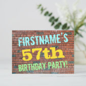 Brick Wall Graffiti geïnspireerd op 57e verjaardag Kaart (Staand voorkant)