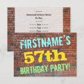 Brick Wall Graffiti geïnspireerd op 57e verjaardag Kaart (Voorkant / Achterkant)