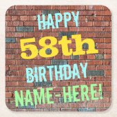 Brick Wall Graffiti geïnspireerd op 58e verjaardag Kartonnen Onderzetters (Voorkant)