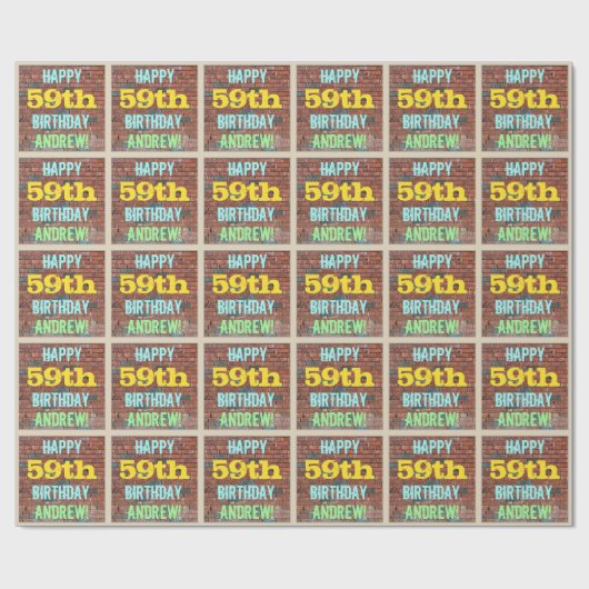 Brick Wall Graffiti geïnspireerd op 59e verjaardag Cadeaupapier (Vlak)