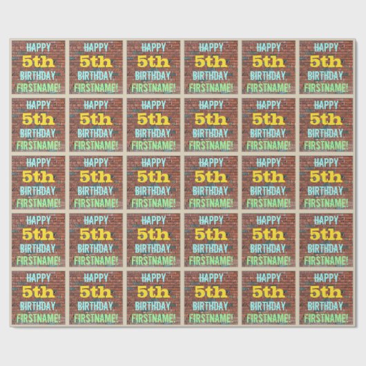 Brick Wall Graffiti geïnspireerd op 5e verjaardag  Cadeaupapier (Vlak)