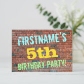 Brick Wall Graffiti geïnspireerd op 5e verjaardag Kaart (Staand voorkant)