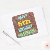 Brick Wall Graffiti geïnspireerd op 5e verjaardag  Vierkante Sticker (Envelop)