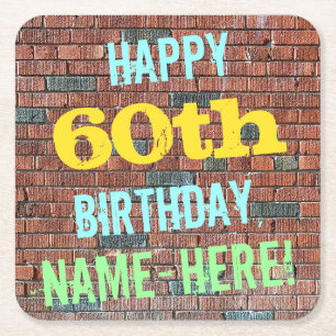 Brick Wall Graffiti geïnspireerd op 60ste verjaar Kartonnen Onderzetters