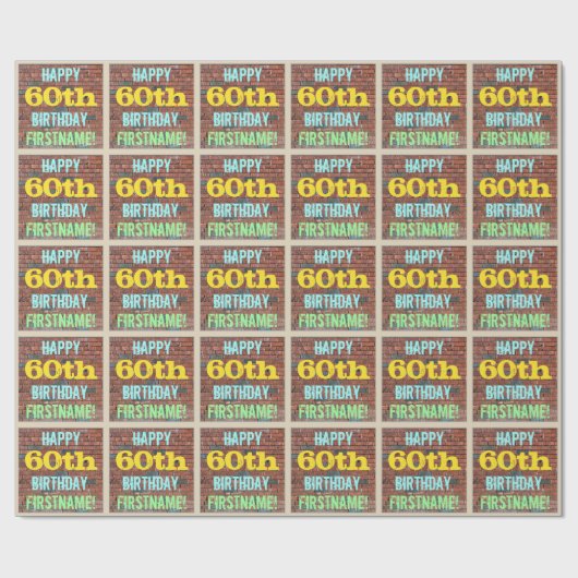 Brick Wall Graffiti geïnspireerd op 60ste verjaard Cadeaupapier (Vlak)