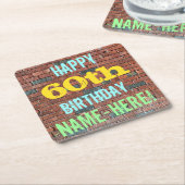 Brick Wall Graffiti geïnspireerd op 60ste verjaard Kartonnen Onderzetters (Schuin)