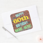 Brick Wall Graffiti geïnspireerd op 60ste verjaard Vierkante Sticker (Envelop)