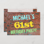 Brick Wall Graffiti geïnspireerd op 61ste verjaard Kaart (Voorkant / Achterkant)