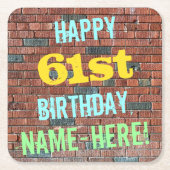 Brick Wall Graffiti geïnspireerd op 61ste verjaard Kartonnen Onderzetters (Voorkant)