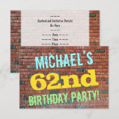 Brick Wall Graffiti geïnspireerd op 62e verjaardag Kaart (Voorkant / Achterkant)