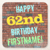 Brick Wall Graffiti geïnspireerd op 62e verjaardag Kartonnen Onderzetters (Voorkant)