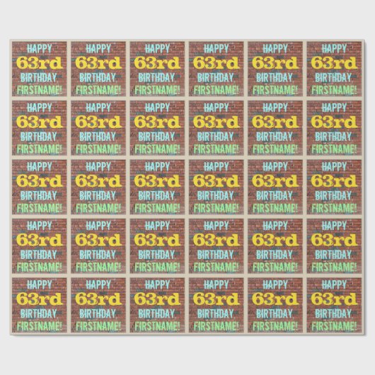 Brick Wall Graffiti geïnspireerd op 63e verjaardag Cadeaupapier (Vlak)