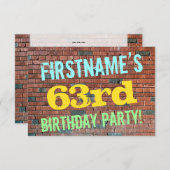 Brick Wall Graffiti geïnspireerd op 63e verjaardag Kaart (Voorkant / Achterkant)