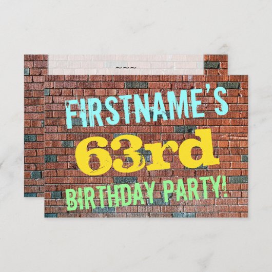 Brick Wall Graffiti geïnspireerd op 63e verjaardag Kaart (Voorkant / Achterkant)