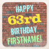 Brick Wall Graffiti geïnspireerd op 63e verjaardag Kartonnen Onderzetters (Voorkant)