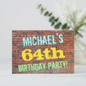 Brick Wall Graffiti geïnspireerd op 64e verjaardag Kaart (Staand voorkant)