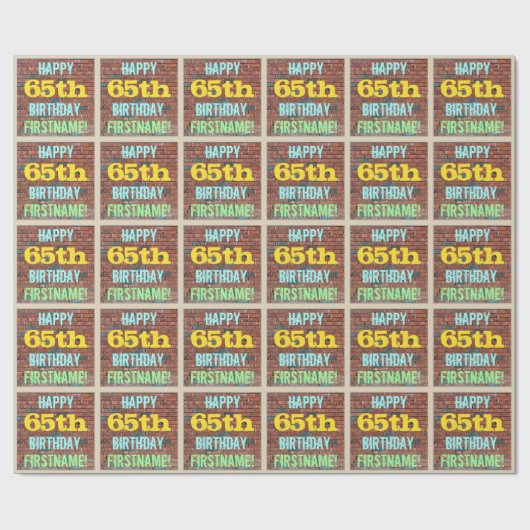 Brick Wall Graffiti geïnspireerd op 65e verjaardag Cadeaupapier (Vlak)