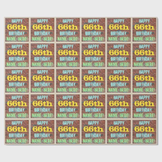 Brick Wall Graffiti geïnspireerd op 66e verjaardag Cadeaupapier (Vlak)