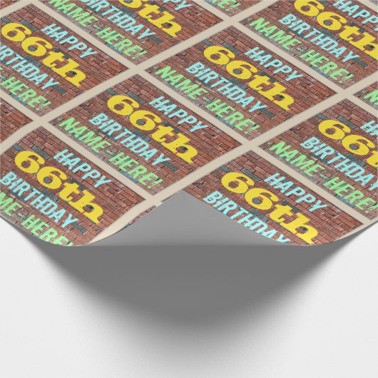 Brick Wall Graffiti geïnspireerd op 66e verjaardag Cadeaupapier (Hoek)