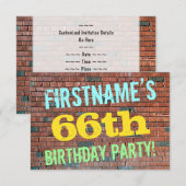 Brick Wall Graffiti geïnspireerd op 66e verjaardag Kaart (Voorkant / Achterkant)