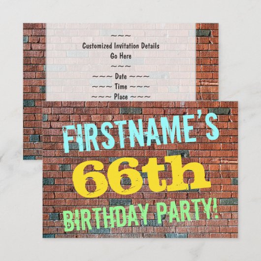 Brick Wall Graffiti geïnspireerd op 66e verjaardag Kaart (Voorkant / Achterkant)