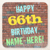 Brick Wall Graffiti geïnspireerd op 66e verjaardag Kartonnen Onderzetters (Voorkant)