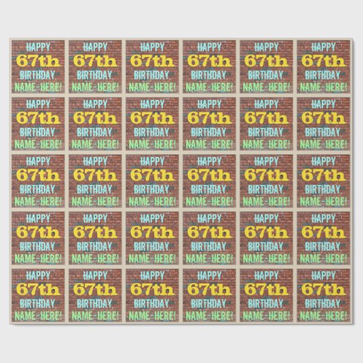 Brick Wall Graffiti geïnspireerd op 67e verjaardag Cadeaupapier (Vlak)