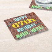 Brick Wall Graffiti geïnspireerd op 67e verjaardag Kartonnen Onderzetters (Schuin)