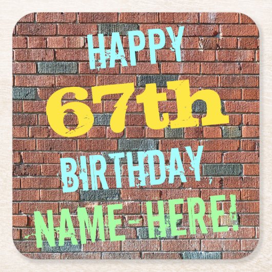 Brick Wall Graffiti geïnspireerd op 67e verjaardag Kartonnen Onderzetters (Voorkant)