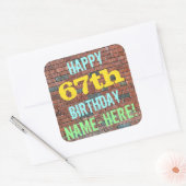 Brick Wall Graffiti geïnspireerd op 67e verjaardag Vierkante Sticker (Envelop)