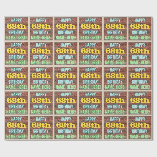 Brick Wall Graffiti geïnspireerd op 68ste verjaard Cadeaupapier (Vlak)
