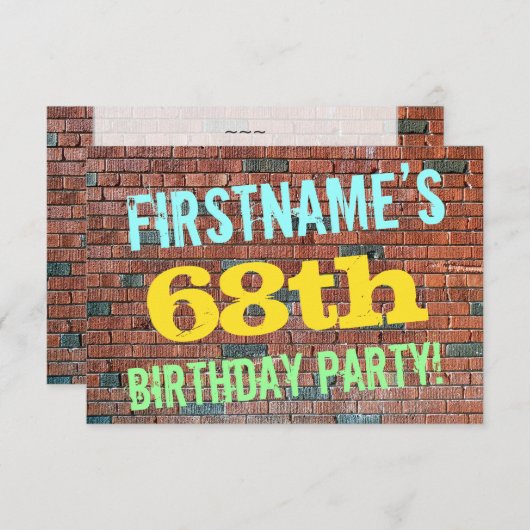 Brick Wall Graffiti geïnspireerd op 68ste verjaard Kaart (Voorkant / Achterkant)