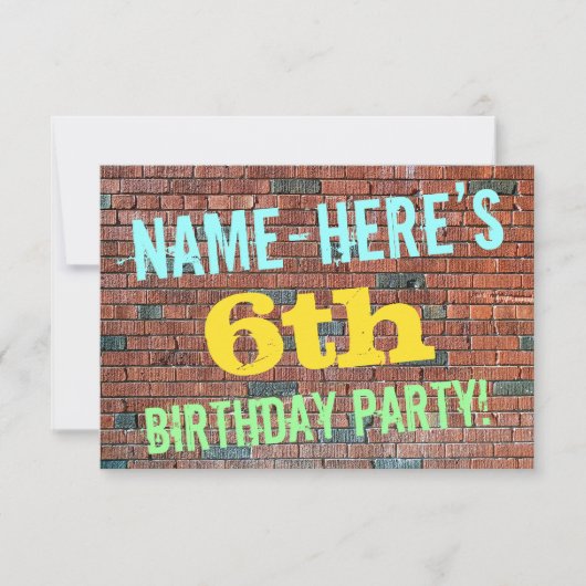 Brick Wall Graffiti geïnspireerd op 6e verjaardag  Kaart (Voorkant)