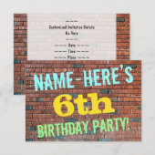 Brick Wall Graffiti geïnspireerd op 6e verjaardag  Kaart (Voorkant / Achterkant)